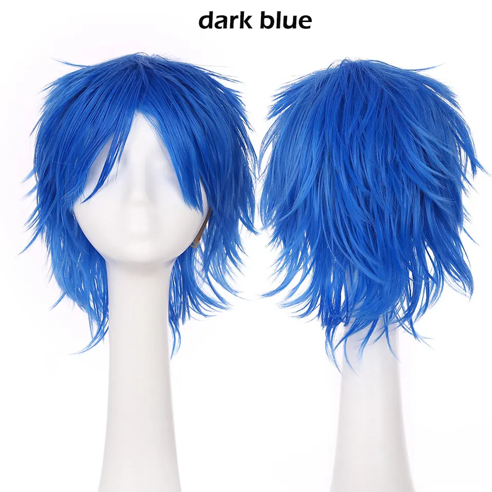S-noilite черный белый фиолетовый красный короткие волосы косплей парик 12 дюймов высокая температура волокна синтетические волосы парики аниме парик унисекс - Цвет: dark blue