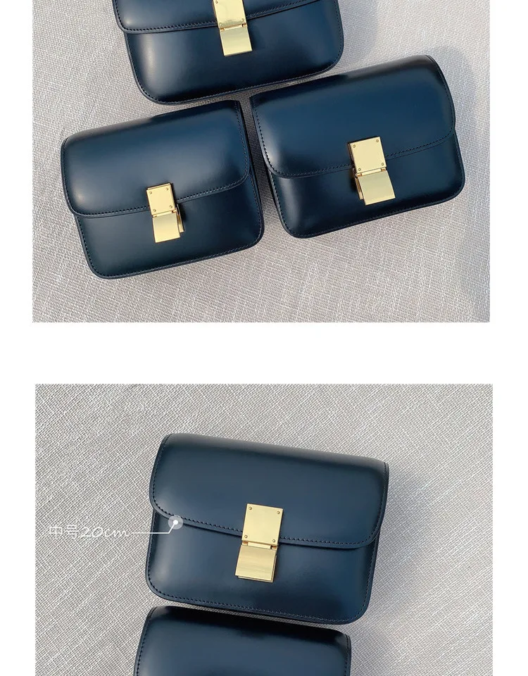 Fashion Genuine Leather Handbags Tofu Bag Box Bag 2020 Luxury Shoulder Messenger Flight Attendant Bag Retro Simple Women Bag