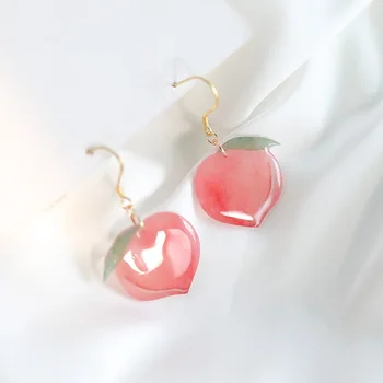 

Korean Style Cute Pink Peach Earrings for Women Fashion Funny Girls Fruit Earrings Party Unusual Modern Minimalism Jewelry 2020