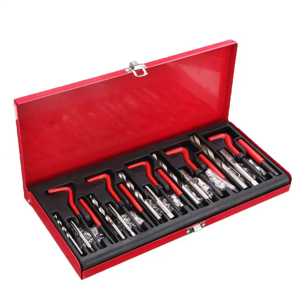 

131x Car Moto Thread Tapping Repair Tool Kit M5 M6 M8 M10 M12 Hand Tap Drill Set Hand Tools Stainless steel screw sleeve