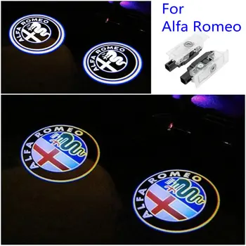2 Stuks Led Auto Deur Welkom Licht Versieren Laser Logo Projector Lamp Voor Alfa Romeo 159 Mito Stelvio Brera Spider giulietta Giulia