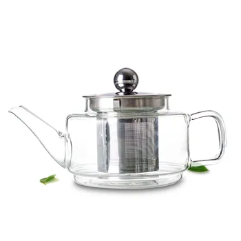 

1x Pot BY-335ml Coffee Water Tea Pot Heat-Resisting Clear Glass Flower Teapot with Stainless steel Infuser Lid