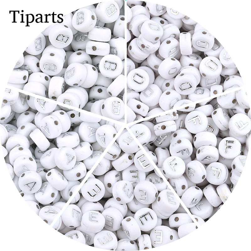 100pcs/lot Acrylic Silver Color Letter Beads Charms A-Z DIY Loose Beads Initial Alphabe Letter Beads Fit Women Bracelet Making