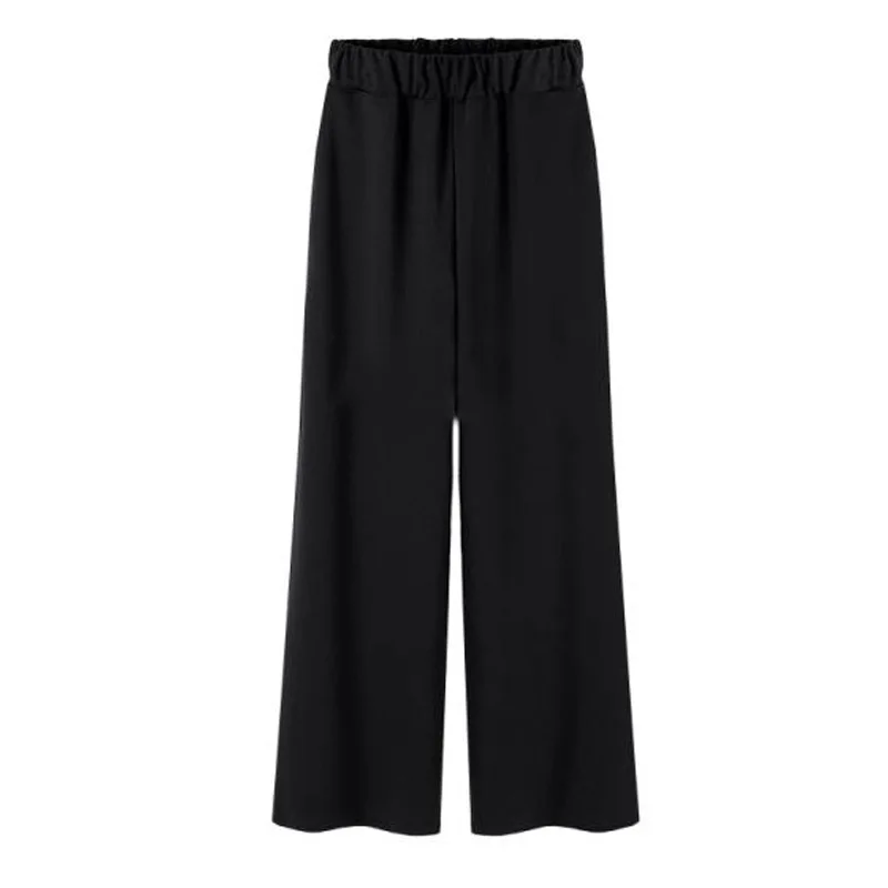 

Spring Autumn Wide Legged pants bohemian Plus Size Women Loose Wide Leg Trousers Elastic High Waist Female Wide Leg Pants
