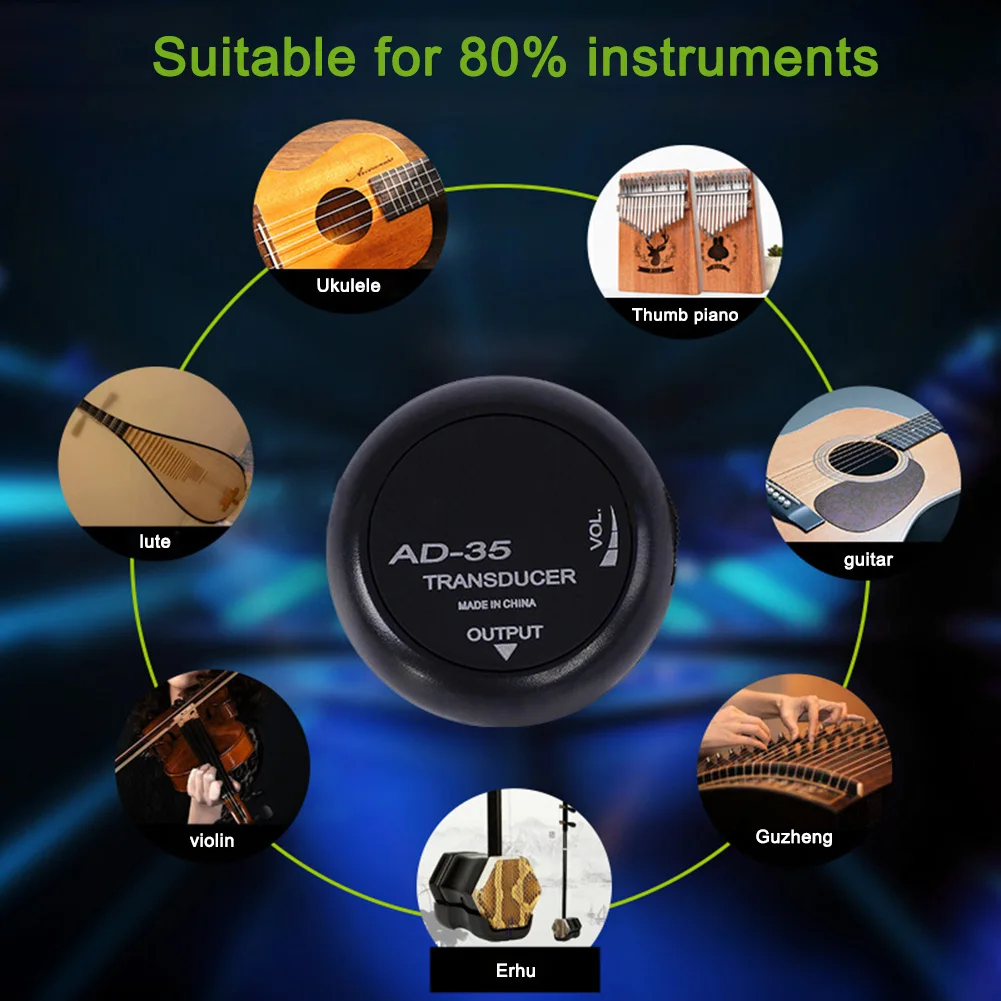 Mini Piezo Microphone Pickup Guitar Pick Holder for Guitar Violin Viola Cello Banjo Musical Instrumenr Accessories