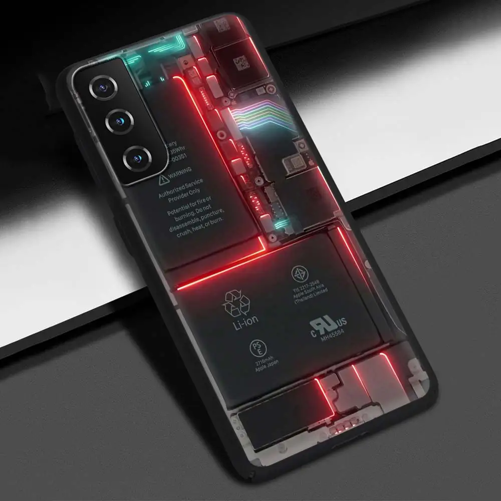 Sleek Silicone Black Phone Cover with Circuit Board Design