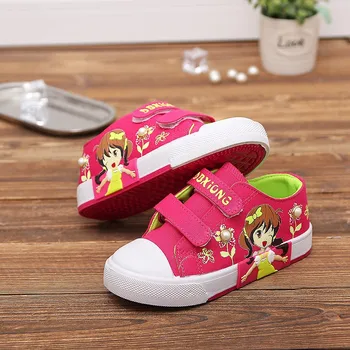

Children'sCanvas Shoes Sneakers Girls Tennis Shoes Lace-up Kids Cartoon lovely Big girl Chaussure Zapato Casual SandQ Baby New