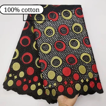 

100% Cotton African Lace Fabric 2019 High Quality Nigerian French Net Embroidery Lace Fabrics For Women Dress 5Yards/Lot
