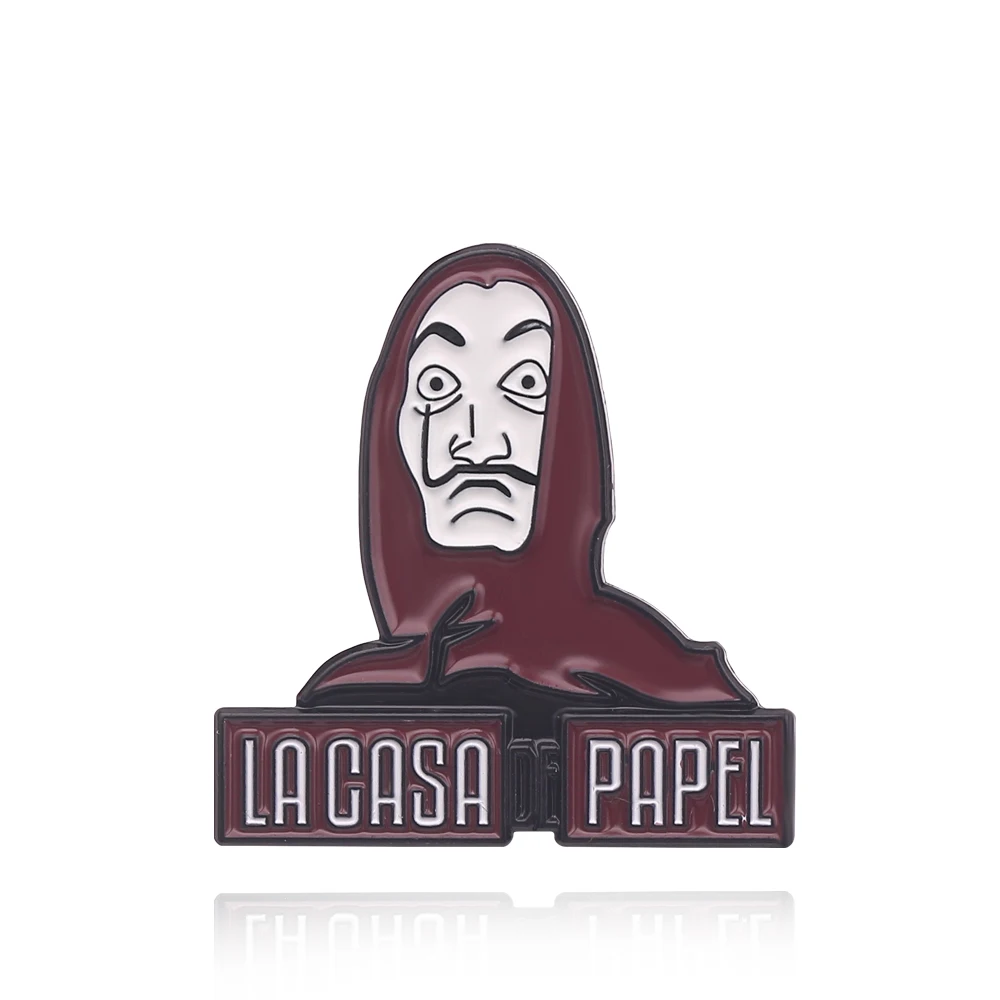 Lacasa De Papel, брошь с застежкой, на House Of paper денег, Сальвадор Дали эмаль на булавке Высокое качество знак, ювелирное изделие в подарок для вентиляторы