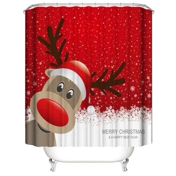

180X180cm Christmas Bathroom Curtain Mat Navidad 2020 Merry Christmas Decor for Home Noel Christmas Ornaments Xmas Gifts