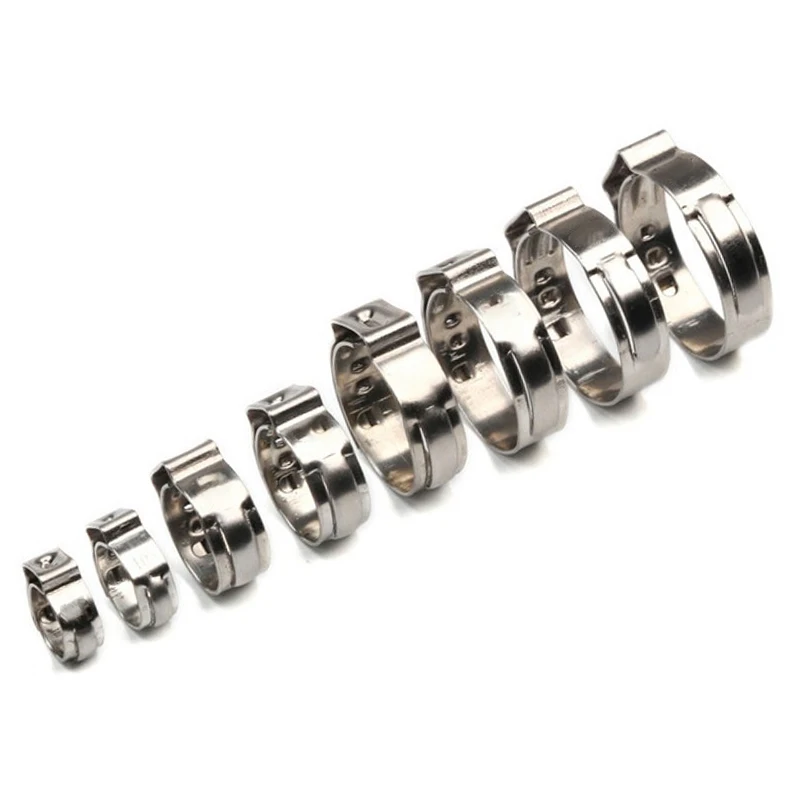 

80Pcs Single Ear Stainless Steel Hydraulic Hose O-Clips Water Pipe Clamps Set