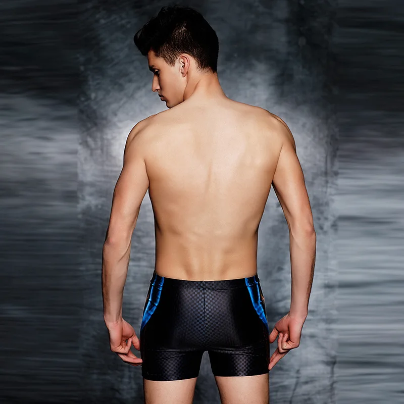 

PHINIKISS Profession Racing Men Boxer Beach Swimming Trunks Waterproof Quick-Drying Plus-sized Faux Sharkskin Pattern Swimming T