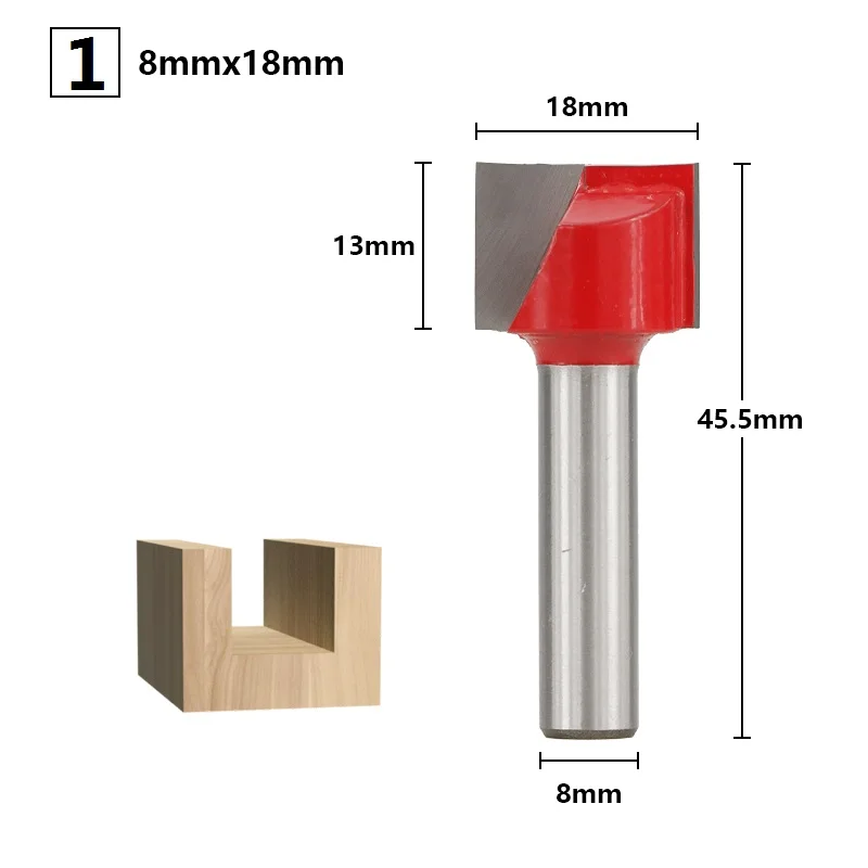 8x18mm XCAN 1 шт. Концевая фреза 8 мм хвостовик 18/20/22/25/30/32 мм Нижняя Чистка для вырезания гребней и карбидная заканчивающаяся мельницей Т-образное гнездо древесины фрезы - Длина режущей кромки: 8x18mm