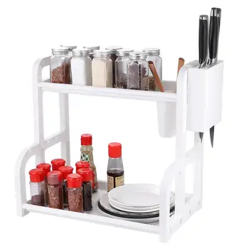 

Convenient Cutlery Storage Rack Double Layer Storage Stand Practical Kitchen Storage Shelf for Home