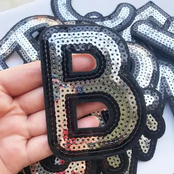 

Letters Sequins Iron On Patch Applique Alphabet Embroidered Ptches For Kids Clothing Bags Sewing Name Badge Patch Accessories