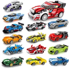 Известный автомобиля серии совместимы с мелких частиц написание сборочные блоки Дети научные развивающие игрушки нажмите Пластик