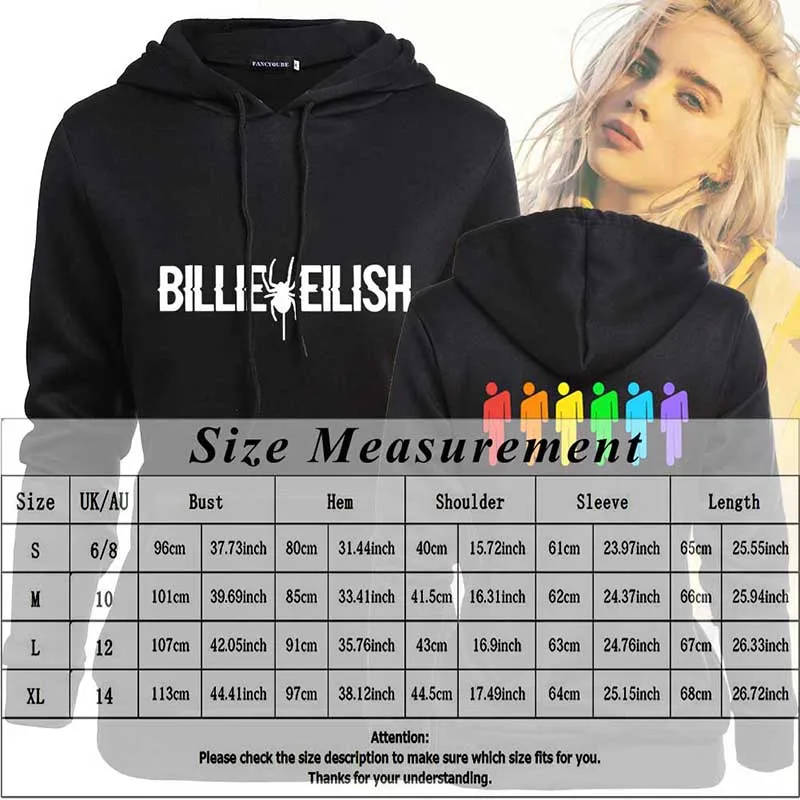 Мужская/Женская Популярная одежда с капюшоном и принтом Billie Eilish, Harajuku, повседневные толстовки Kpop, толстовка