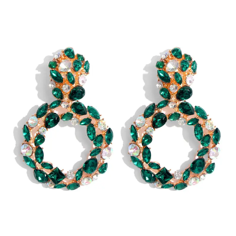 Роскошные Кристальные Висячие серьги для женщин, геометрические круглые цветные серьги в виде птиц,, модные ювелирные изделия - Окраска металла: 404GN