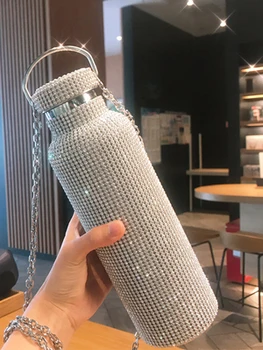 

500ml Creative Diamond Thermos Water Bottle Thermal Cup Teacup Coffee Mug Stainless Steel Vacuum Flask Mug Insulated Bottle Gift