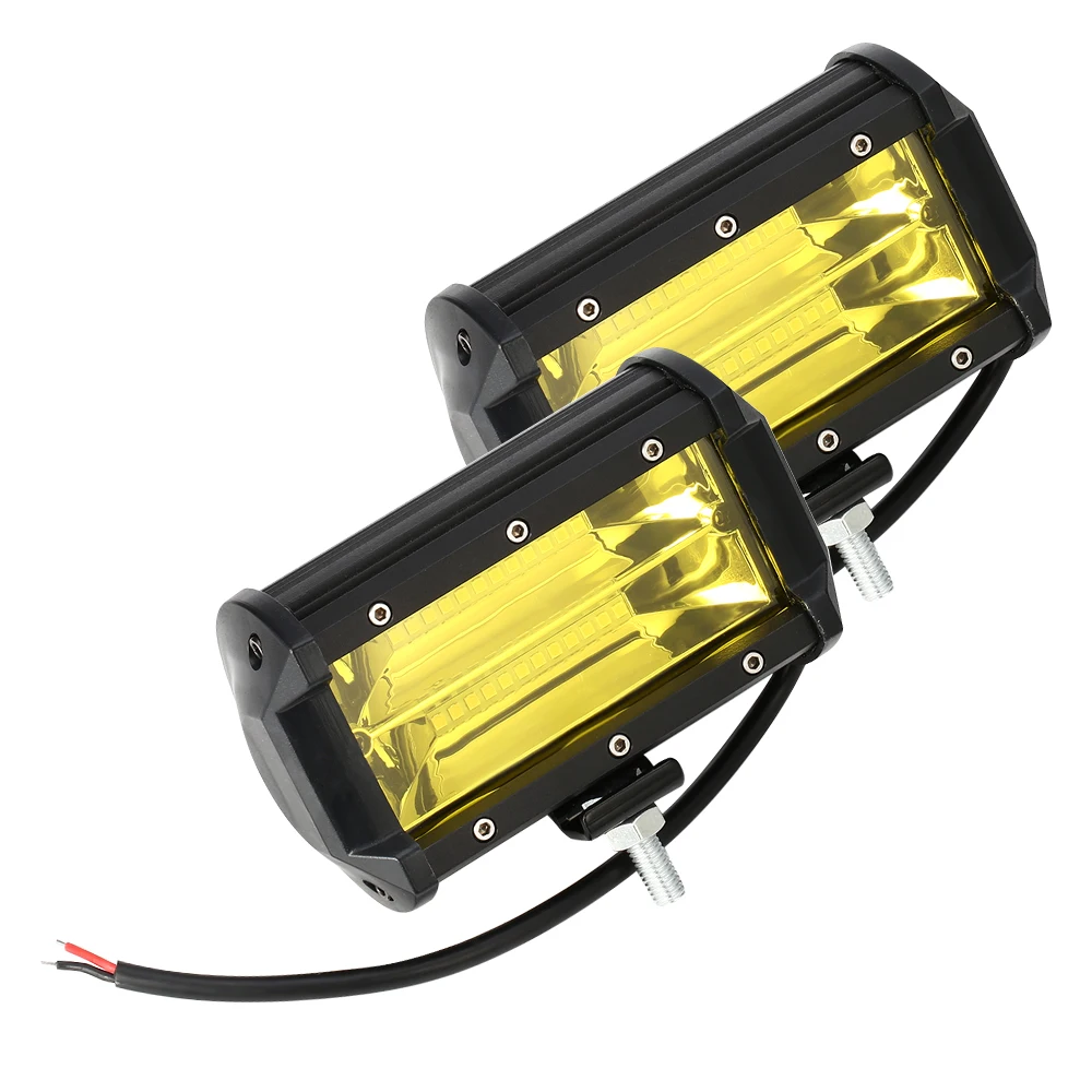 2 шт. 5 дюймов 72W фары для 24LED автомобиля рабочий свет бар пятно луча противотуманных фар дальнего света лампа янтарного цвета внедорожника SUV 12V24V