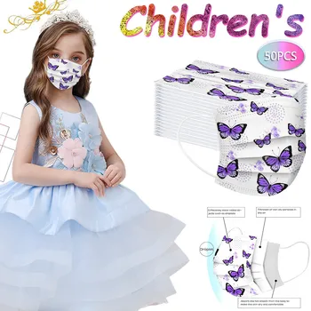

50PC Kids Mask Cartoon Disposable Face Mask Mascarilla 2020 Disposable Print Face Mask Industrial 3Ply Ear Loop Fast Delivery#