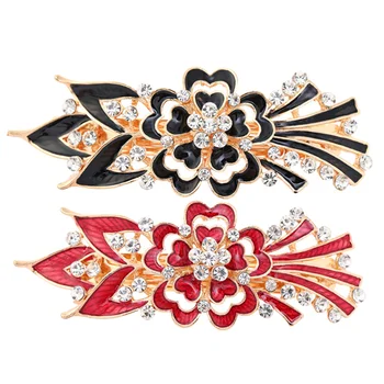 

2pcs Alloy Personality Floral Pattern Hair Clip Spring Clamp Drip Top Hairpin Barrette Clip Hair Accessories for Women Girls (Re
