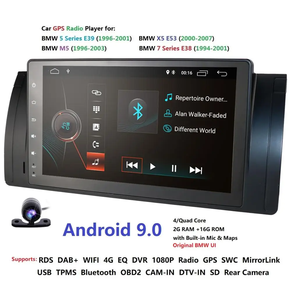 1din Android 9,0 автомобильный автоаудио плеер для BMW E53 E39 X5 M5 gps приемник Радио Стерео навигация Мультимедиа SWC DVR RDS DAB+ TPMS