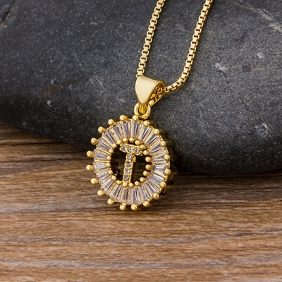 Sale Women Girls Initial Letter Necklace 26 Letters Charm Gold Name Necklace Pendant Top Quality Copper Zircon Jewelry Gift