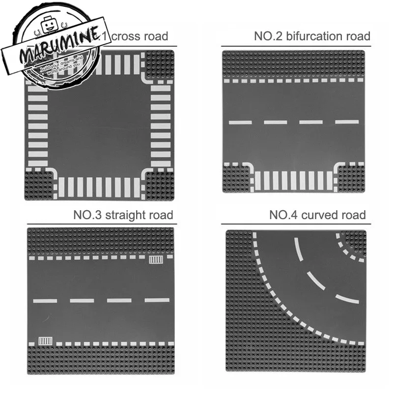 

MARUMINE 32 x 32 Dots Traffic Baseplate Board Blocks 2PCS/Lot 7280 7281 Classic DIY Bricks Base Plate City Roads Educational Toy