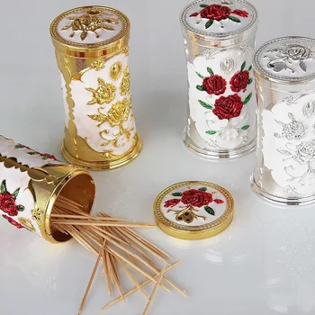 

New European Classical Zinc Alloy Rotary Toothpick Tube Creative Upscale Toothpick Tube Home Decoration 2020 NEW