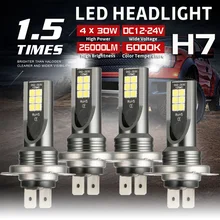 

4Pcs H7 LED Headlight Bulb Mini H7 + H7 Combo Headlight Bulbs Kit High Low Beam 120W 26000LM 6000K Kit Car Auto Light Lamp