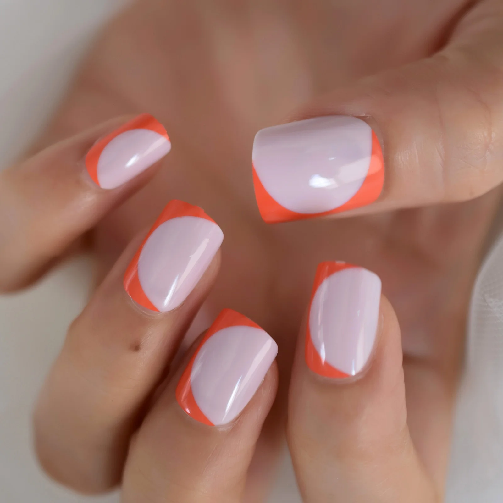 Pink Orange Fake Nails Short Half Moon Designs Press On Nails Glossy Faux Ongles Court Reutilisable 24pcs False Nails Aliexpress Pink Orange Fake Nails Short Half Moon Designs Press On Nails Glossy Faux Ongles Court Reutilisable 24pcs False Nails Aliexpress
