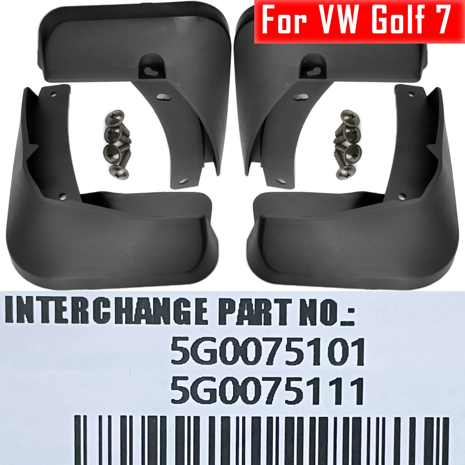 Set Molded Rally Mud Flaps For Volkswagen VW Golf 7 Mk7 VII 2013 2014
