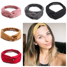 Vincha de gamuza de verano y otoño para mujer, vinchas elásticas Vintage con nudo cruzado, vinchas suaves y sólidas para niñas, accesorios para el cabello