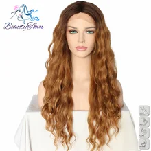 BeautyTown Темный Омбре коричневый Омбре Золотой светильник Yaki для женщин блогер ежедневный макияж Masquera вечерние синтетические кружева перед парики