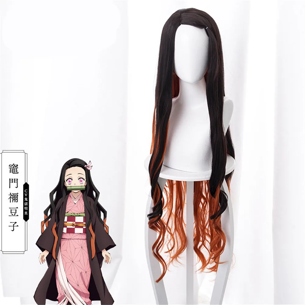 

Anime Demon Slayer: Kimetsu no Yaiba Nezuko Kamado Wig Long Heat Resistant Synthetic Hair Perucas Cosplay Wigs