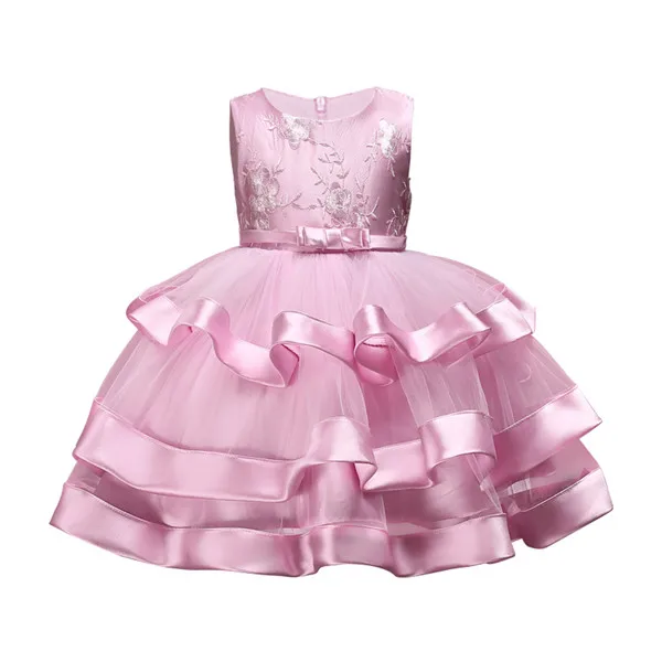 Элегантные Детские платья для девочек; детская одежда с юбкой-пачкой; высококачественное платье с вышивкой для девочек на Рождество, год; вечерние костюмы - Color: D0708-Pink
