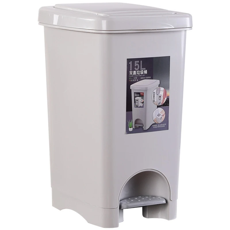 Plastic Pressing Type Trash Can Bucket Large Size Square Waste Bins Foot Pedal Home Bin Garbage Bag Holder | Дом и сад