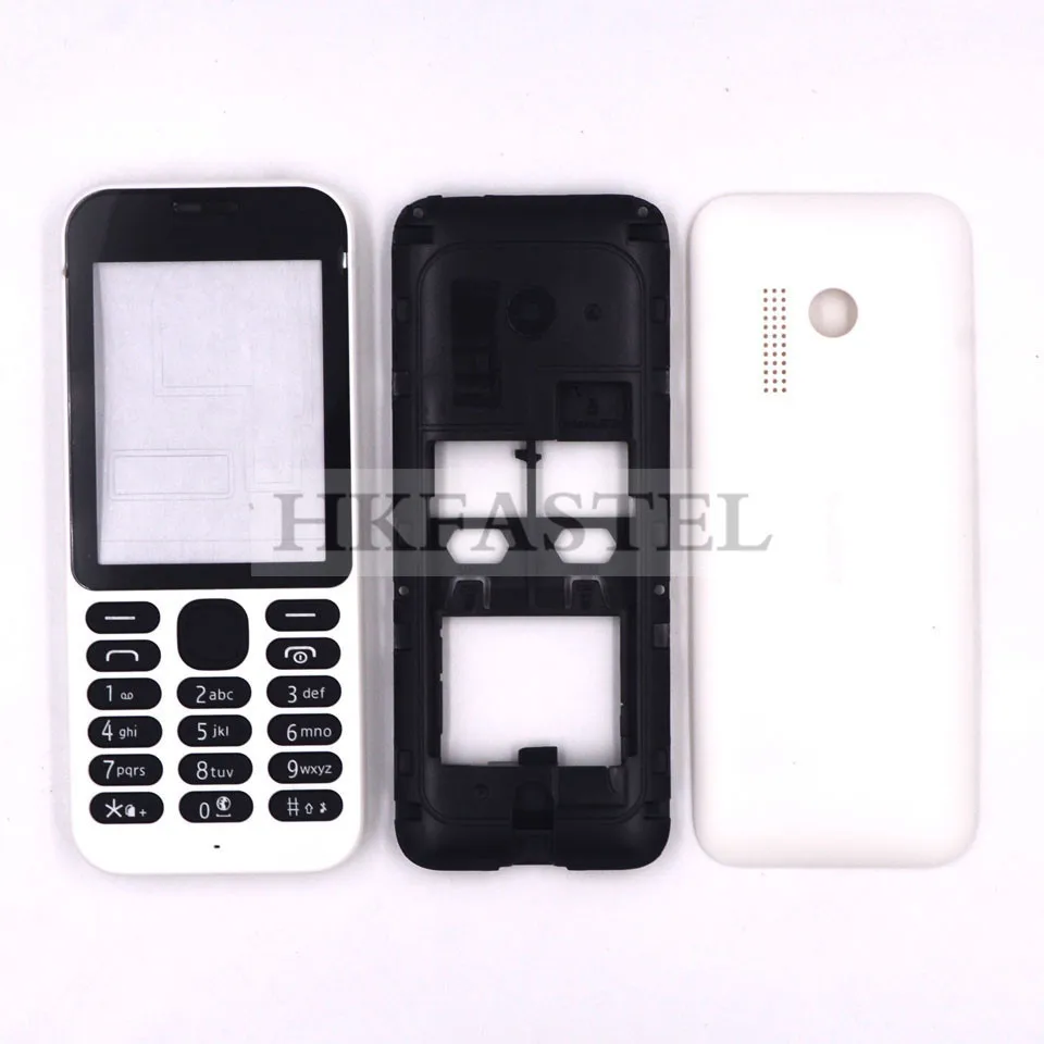 HKFASTEL высококачественный корпус клавиатуры для Nokia 215 Dual SIM Полный Мобильный телефон чехол с клавиатурой - Цвет: White Full housing