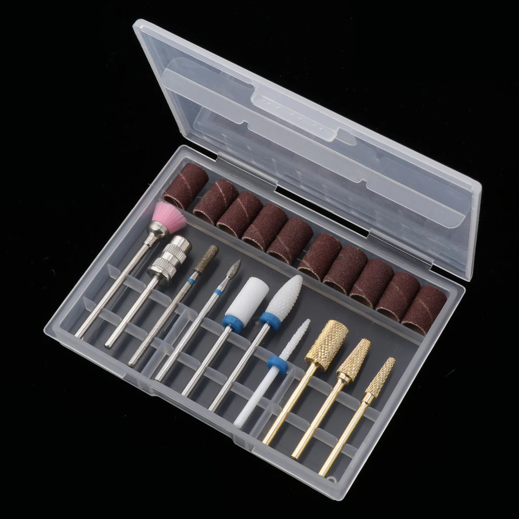 Anti-corrosion Nail Drill Bits Set, Cuticle Cleaner Electric Files Manicure Grinding Buffing Heads Nail Care Supplies 3/32“