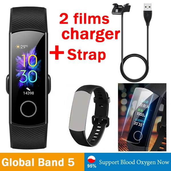 Умный Браслет huawei Honor Band 5, 4, 0,95 дюйма, трекер, умный OLED, для плавания, водонепроницаемый, Bluetooth, фитнес-трекер, сенсорный экран - Цвет: G 5 n 2f n Black n C