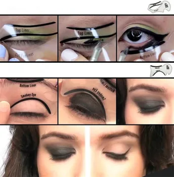 

Hot 500sets/lot 2pcs Pro Eyeliner Stencils Winged Eyeliner Stencil Models Shaping Tools Eyebrows Template Card Eye Shadow
