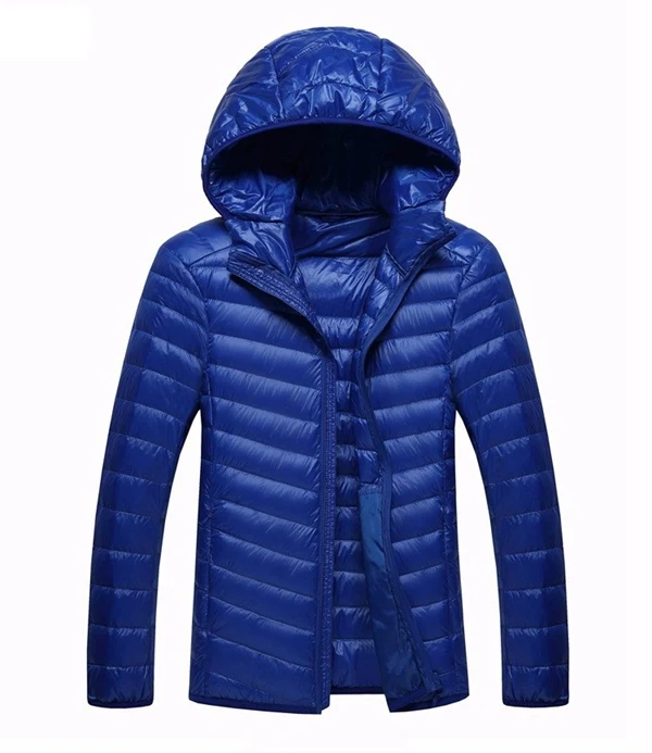 Бренд 8XL 9XL 10XL мужской пуховик ультра легкий пуховик Мужская Легкая пуховая куртка с капюшоном из перьев теплое портативное зимнее пальто - Цвет: blue