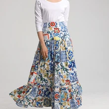 Новая женская хорошая богемная национальная ретро юбка с принтом большая юбка N023
