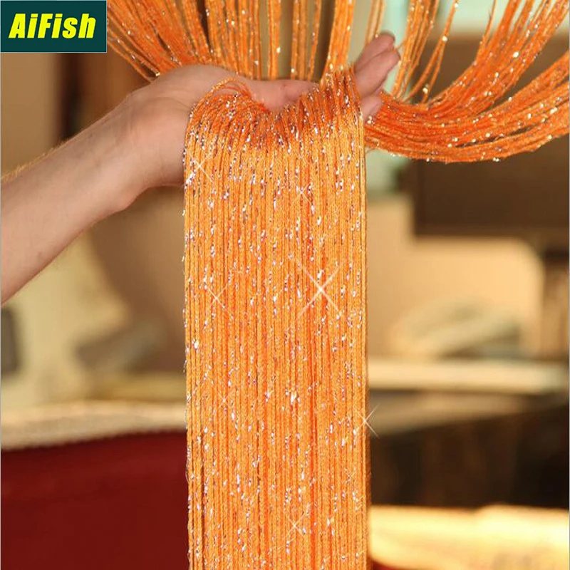 

5Pcs Selling Silver Wire Curtain Used For Living Room Shiny Tassel Silver Wire Window Door Divider Curtain Home Decoration 246-3
