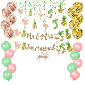 

43 Pieces Wedding Party Foil Hanging Swirls Whirls Cake Topper Balloons