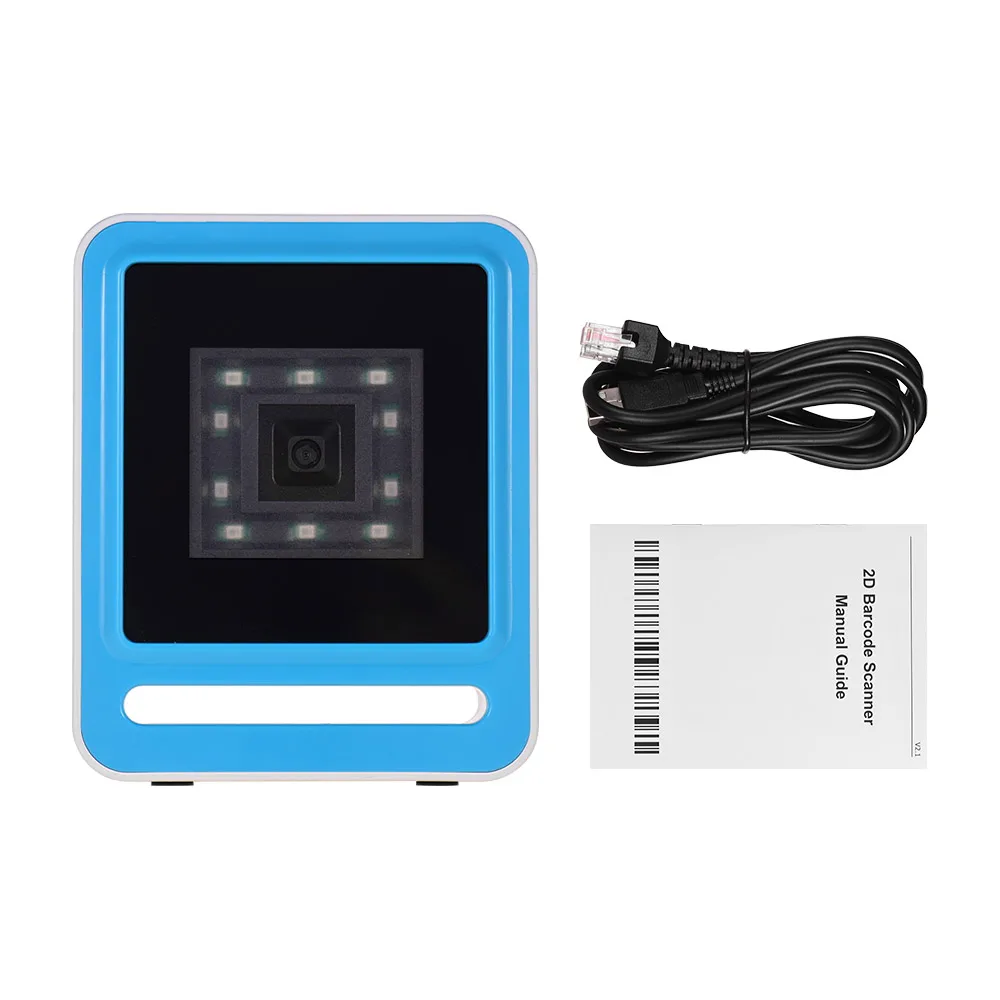 Aibecy 1D 2D QR всенаправленный Hands-free USB проводной баркодер сканер настольный считыватель штрих-кода для супермаркета розничного магазина - Цвет: White