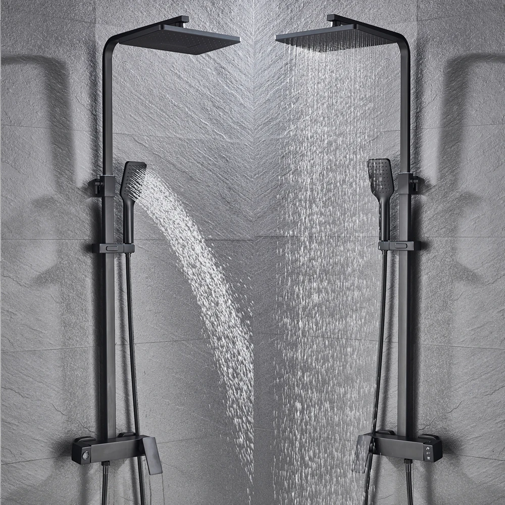 Bathroom Faucet Chrome/Black Rain Shower Head Bath Faucet Wall Mounted Bathtub Shower Mixer Tap Set Mixer bathroom faucet,bathroom shower faucet set