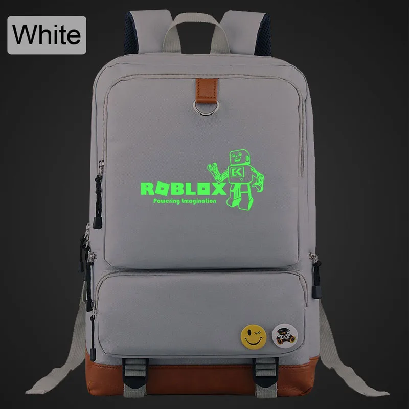 ROBLOX, повседневный холщовый женский рюкзак, светящийся, однотонный, простой, для мужчин, для студентов, школьная сумка, mochila mujer, для улицы, дорожные сумки - Цвет: white b