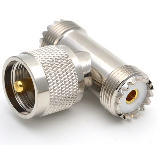 Connettore Adattatore Coassiale Rf Uhf Maschio A 3 Vie Pl259 A 2 Uhf Femmina So239 T